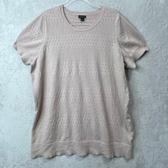 Torrid Top Womens Plus 4X Pointelle Knit Short Sleeve Sweater Beige Tan - Picture 1 of 9